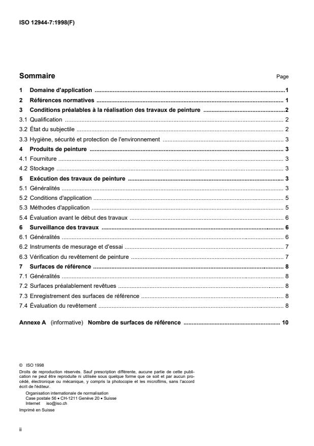 ISO 12944-7:1998 ISO 12944-7:1998 - Peintures et vernis -- Anticorrosion des structures en acier par systemes de peinture - Page 2 preview