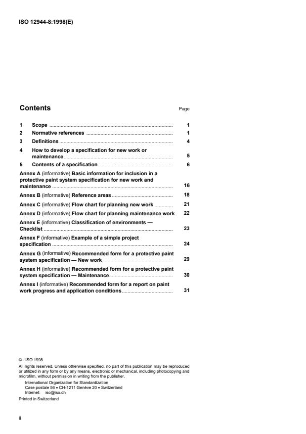 ISO 12944-8:1998 ISO 12944-8:1998 - Paints and varnishes -- Corrosion protection of steel structures by protective paint systems - Page 2 preview