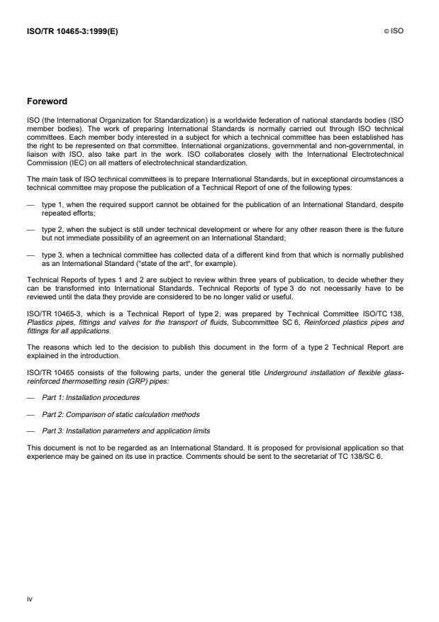 ISO/TR 10465-3:1999 ISO/TR 10465-3:1999 - Underground installation of flexible glass-reinforced thermosetting resin (GRP) pipes - Page 4 preview