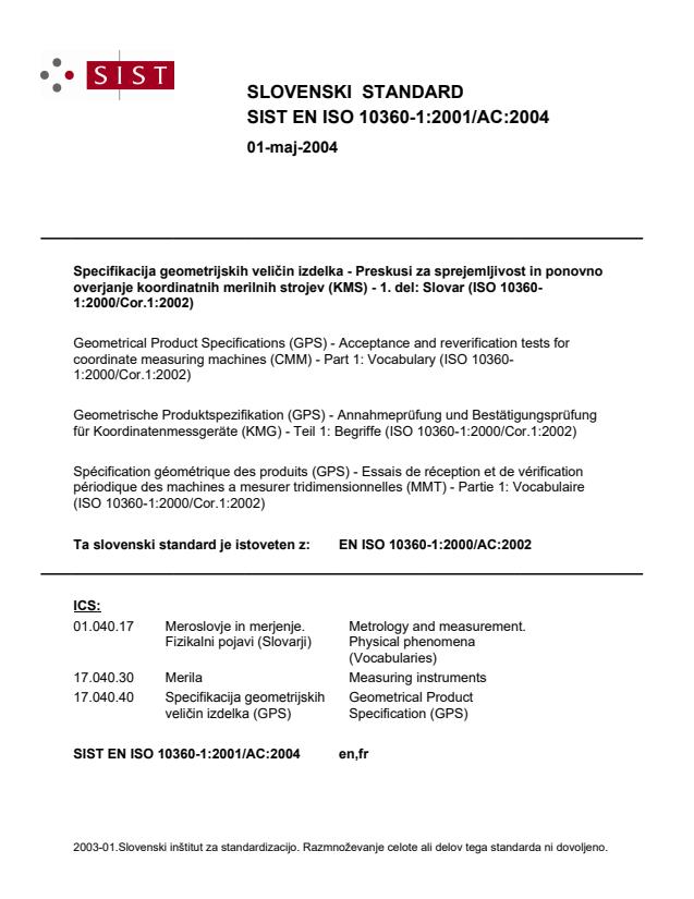 EN ISO 10360-1:2001/AC:2004