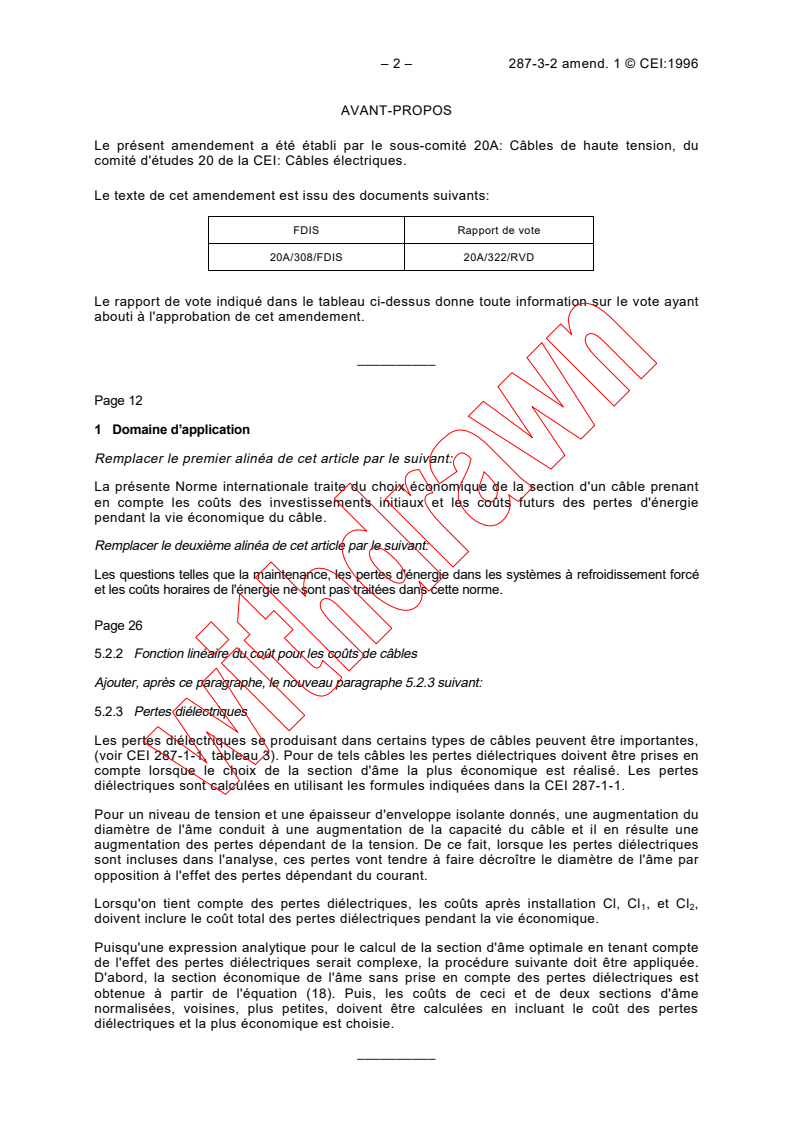 IEC 60287-3-2:1995/AMD1:1996 IEC 60287-3-2:1995/AMD1:1996 - Amendment 1 - Electric cables - Calculation of the current rating - Part 3: Sections on operating conditions - Section 2: Economic optimization of power cable size
Released:10/9/1996 - Page 2 preview