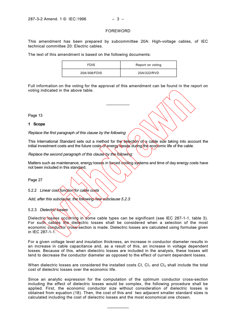 IEC 60287-3-2:1995/AMD1:1996 IEC 60287-3-2:1995/AMD1:1996 - Amendment 1 - Electric cables - Calculation of the current rating - Part 3: Sections on operating conditions - Section 2: Economic optimization of power cable size
Released:10/9/1996 - Page 2 preview