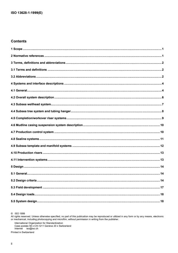 ISO 13628-1:1999 ISO 13628-1:1999 - Petroleum and natural gas industries -- Design and operation of subsea production systems - Page 2 preview