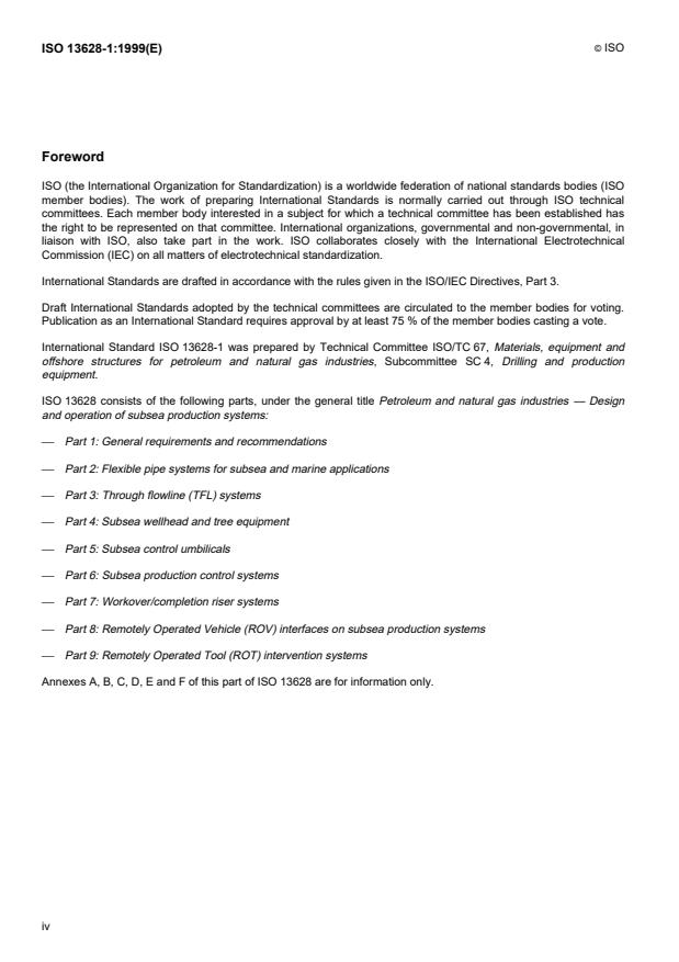 ISO 13628-1:1999 ISO 13628-1:1999 - Petroleum and natural gas industries -- Design and operation of subsea production systems - Page 4 preview