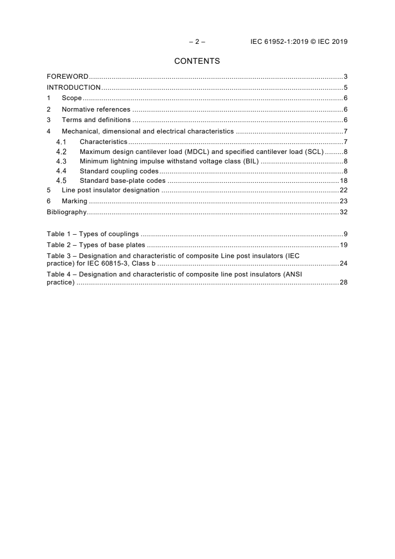 IEC 61952-1:2019 IEC 61952-1:2019 - Insulators for overhead lines - Composite line post insulators for AC systems with a nominal voltage greater than 1 000 V - Part 1: definitions, end fittings and designations
Released:4/4/2019
Isbn:9782832265116 - Page 4 preview