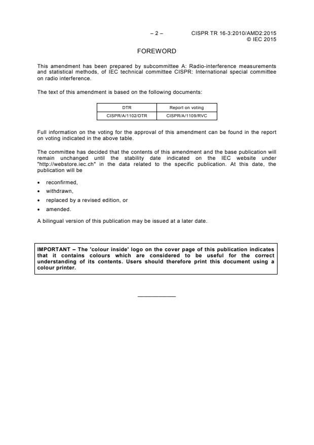 CISPR TR 16-3:2010/AMD2:2015 CISPR TR 16-3:2010/AMD2:2015 - Amendment 2 - Specification for radio disturbance and immunity measuring apparatus and methods - Part 3: CISPR technical reports - Page 4 preview
