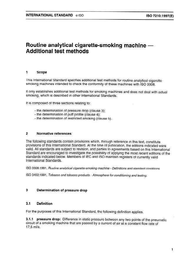 ISO 7210:1997 - Routine analytical cigarette-smoking machine -- Additional test methods