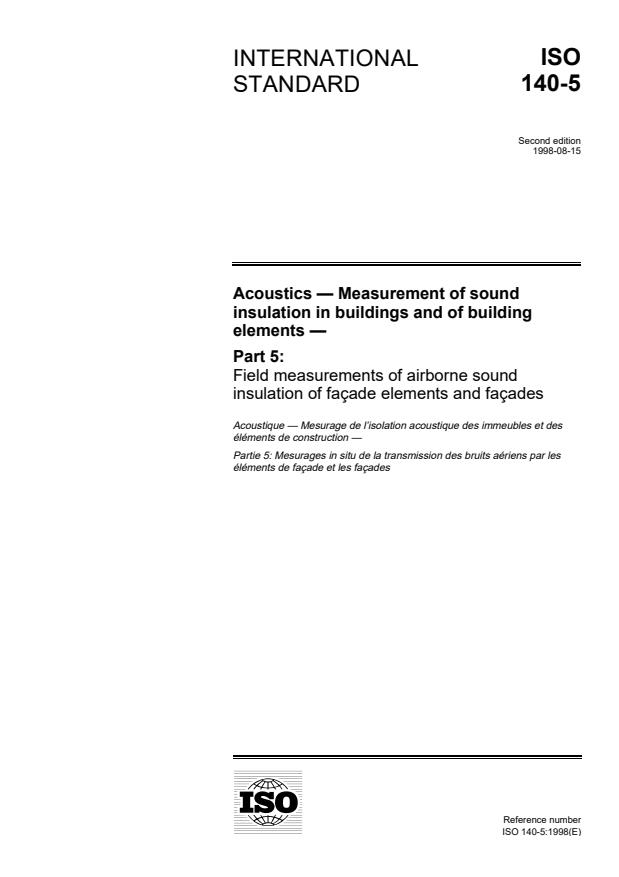 ISO 140-5:1998 - Acoustics -- Measurement of sound insulation in buildings and of building elements