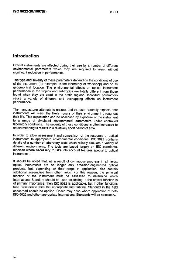 ISO 9022-20:1997 ISO 9022-20:1997 - Optics and optical instruments -- Environmental test methods - Page 4 preview