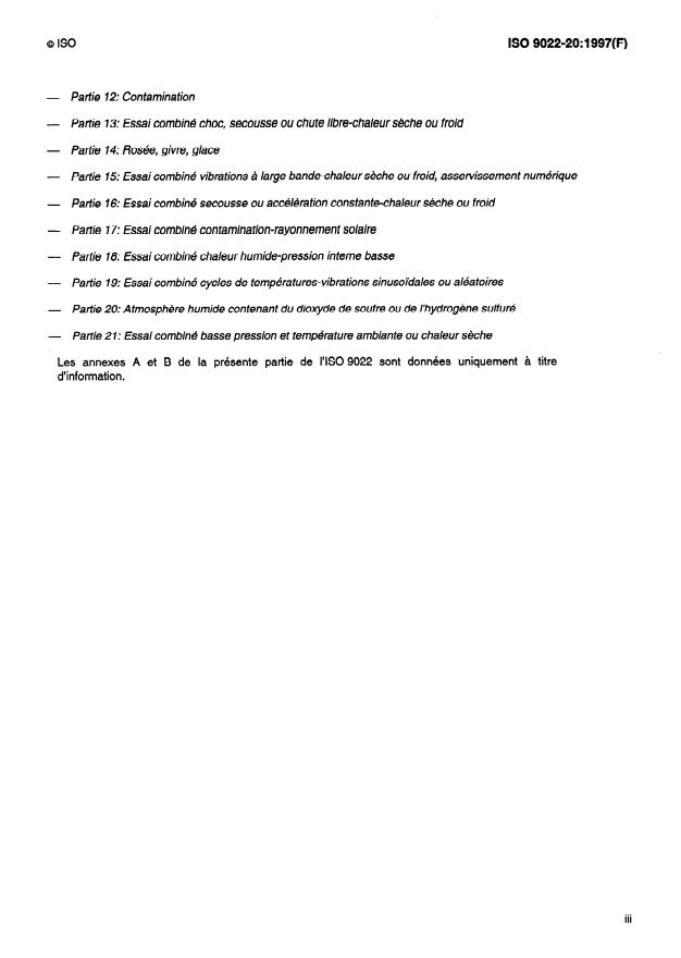 ISO 9022-20:1997 - Optique et instruments d'optique -- Méthodes d'essais d'environnement