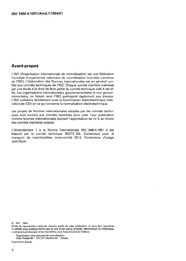 ISO 1496-4:1991/Amd 1:1994 ISO 1496-4:1991/Amd 1:1994 - Conteneurs 1AAA et 1BBB - Page 2 preview