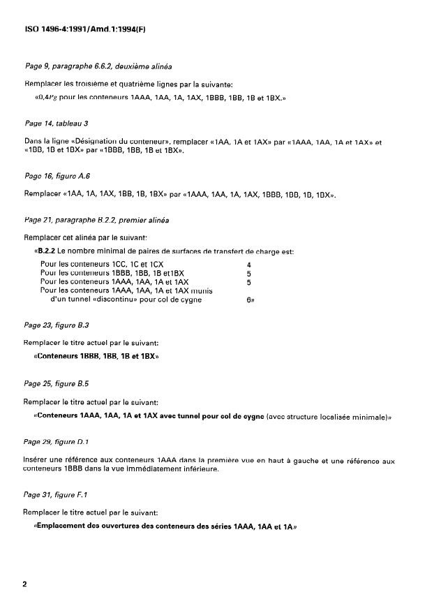 ISO 1496-4:1991/Amd 1:1994 ISO 1496-4:1991/Amd 1:1994 - Conteneurs 1AAA et 1BBB - Page 4 preview