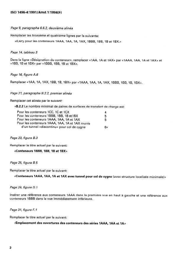 ISO 1496-4:1991/Amd 1:1994 ISO 1496-4:1991/Amd 1:1994 - Conteneurs 1AAA et 1BBB - Page 4 preview