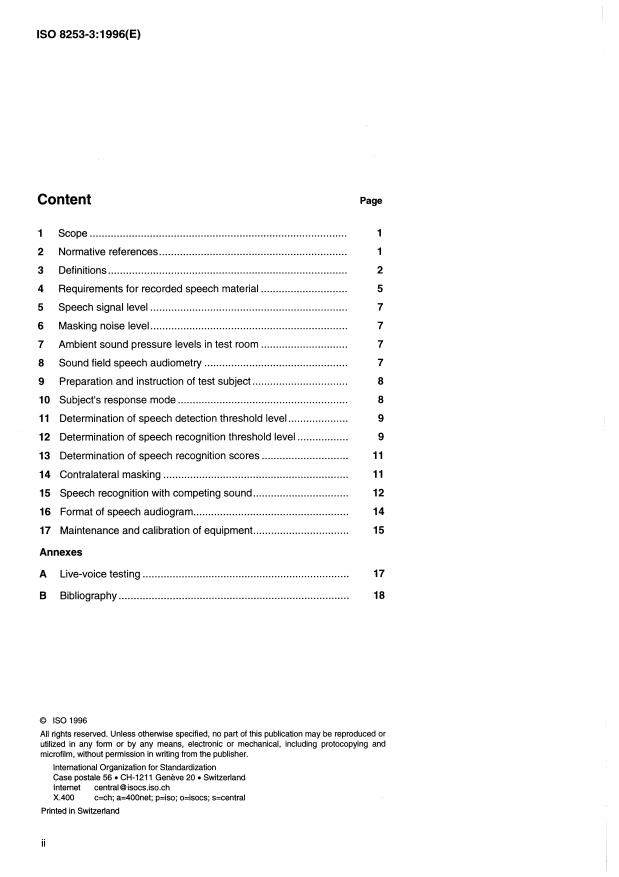 ISO 8253-3:1996 ISO 8253-3:1996 - Acoustics -- Audiometric test methods - Page 2 preview