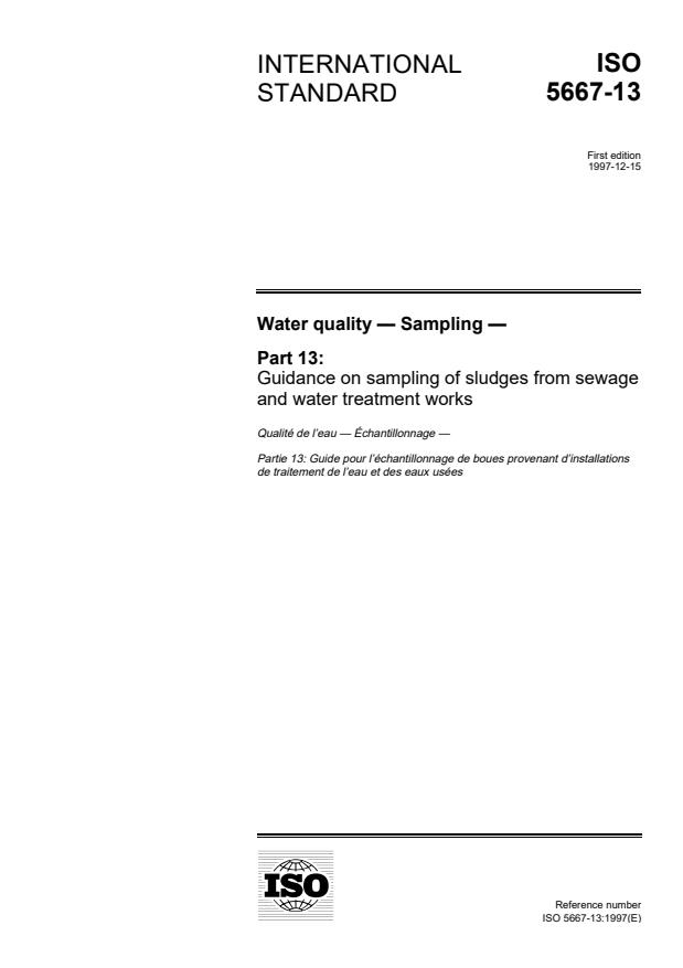 ISO 5667-13:1997 - Water quality -- Sampling