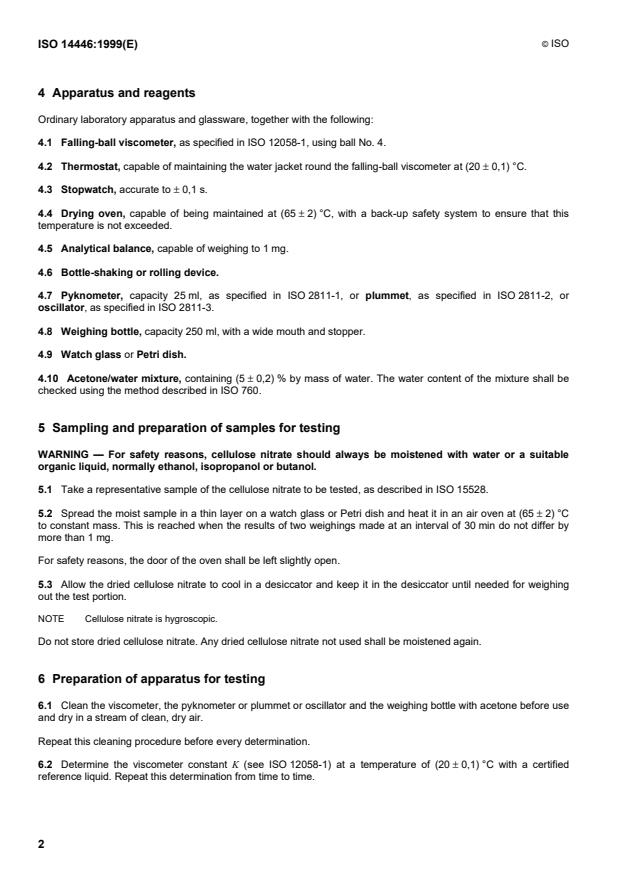 ISO 14446:1999 ISO 14446:1999 - Binders for paints and varnishes -- Determination of the viscosity of industrial cellulose nitrate solutions and classification of such solutions - Page 4 preview