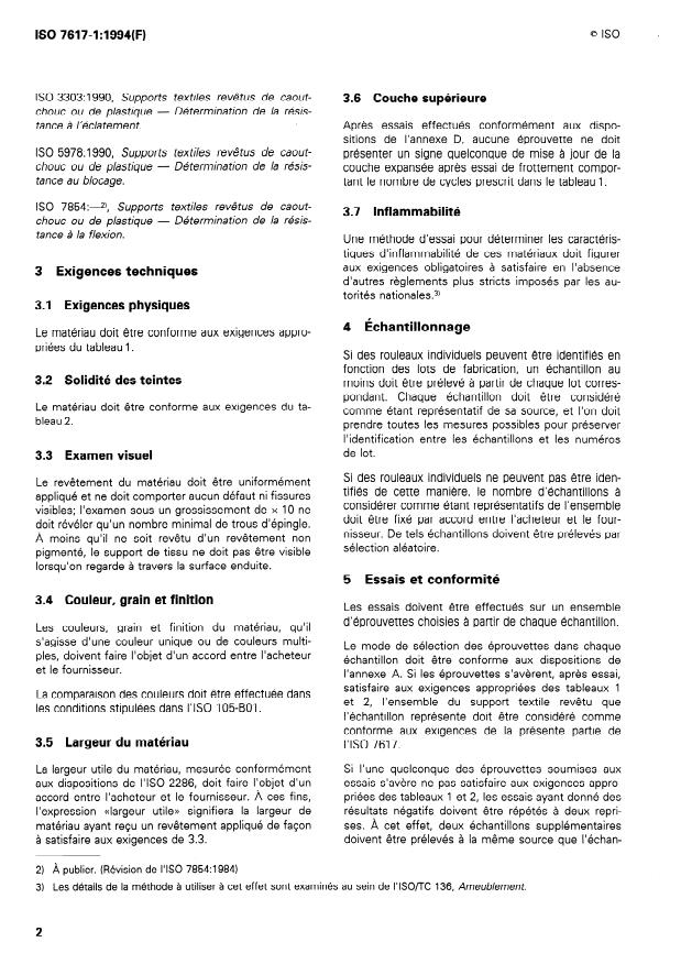ISO 7617-1:1994 ISO 7617-1:1994 - Supports textiles revetus de plastique pour ameublement et garniture - Page 4 preview