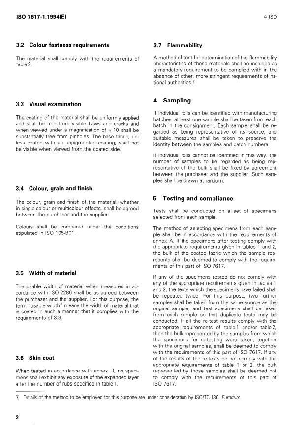 ISO 7617-1:1994 ISO 7617-1:1994 - Plastics-coated fabrics for upholstery - Page 4 preview