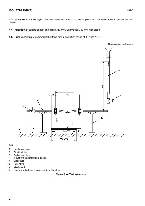 ISO 13774:1998 ISO 13774:1998 - Rubber and plastics hoses for fuels for internal-combustion engines -- Method of test for flammability - Page 4 preview