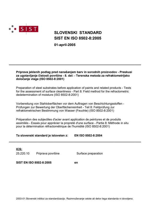 EN ISO 8502-8:2005