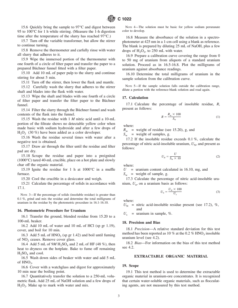 ASTM C1022-02 - Standard Test Methods for Chemical and Atomic Absorption Analysis of Uranium-Ore Concentrate