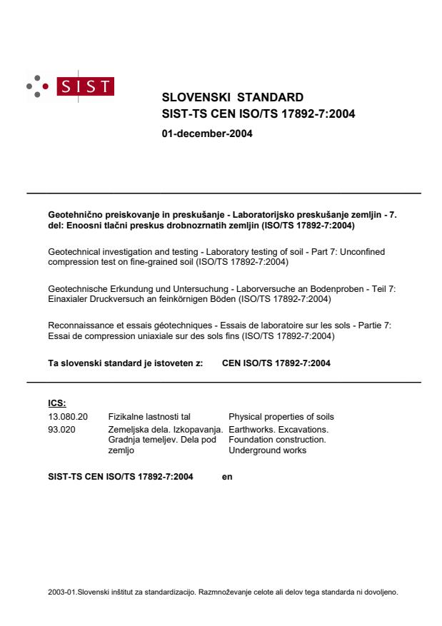 TS CEN ISO/TS 17892-7:2004