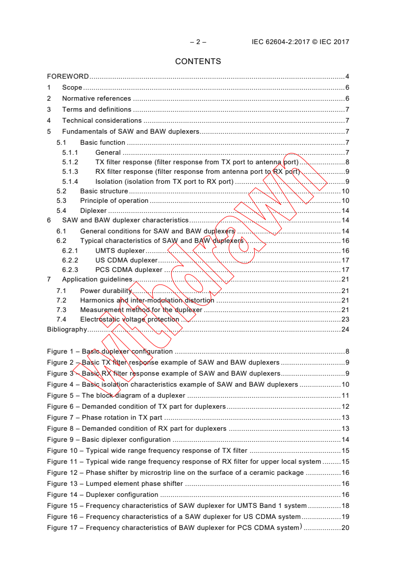 IEC 62604-2:2017 IEC 62604-2:2017 - Surface acoustic wave (SAW) and bulk acoustic wave (BAW) duplexers of assessed quality - Part 2: Guidelines for the use
Released:11/29/2017
Isbn:9782832250815 - Page 4 preview
