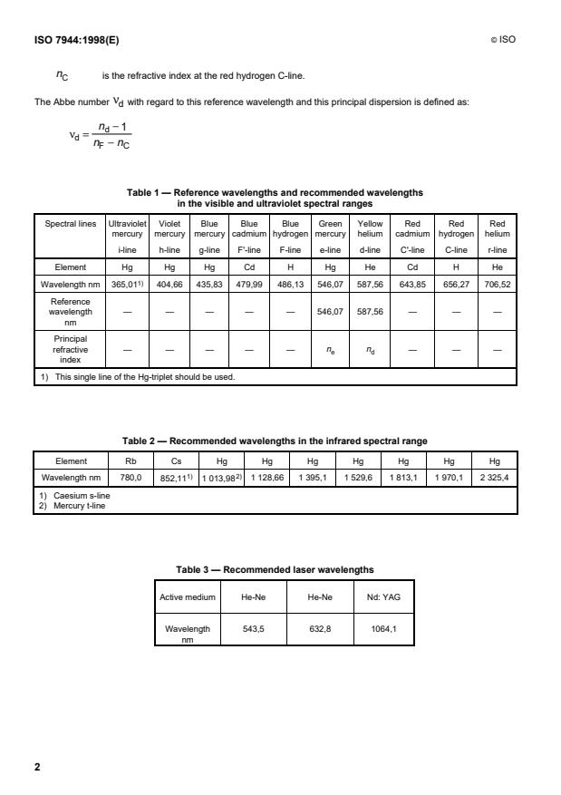 ISO 7944:1998 ISO 7944:1998 - Optics and optical instruments -- Reference wavelengths - Page 4 preview
