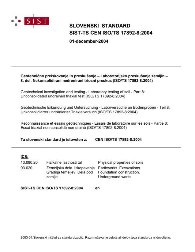 TS CEN ISO/TS 17892-8:2004