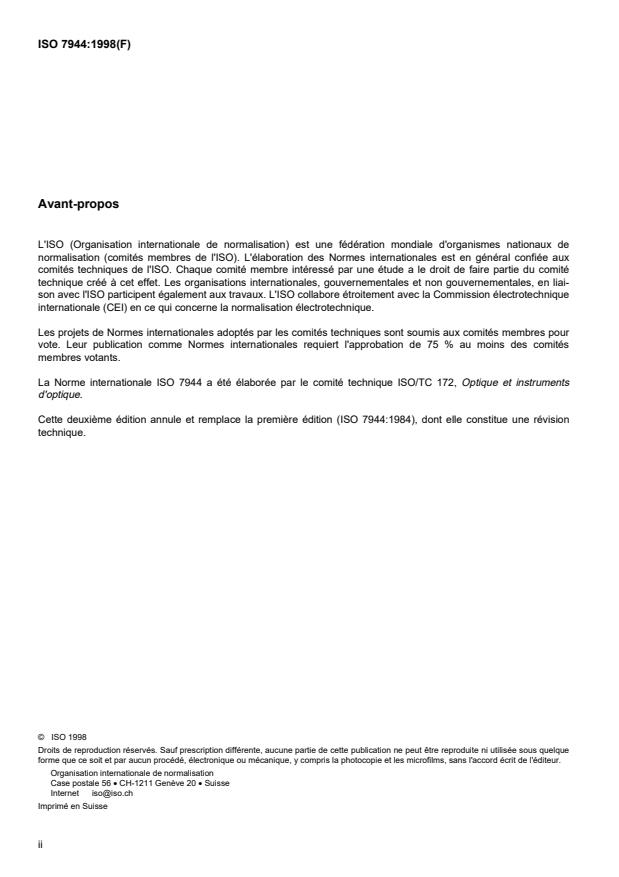 ISO 7944:1998 ISO 7944:1998 - Optique et instruments d'optique -- Longueurs d'onde de référence - Page 2 preview
