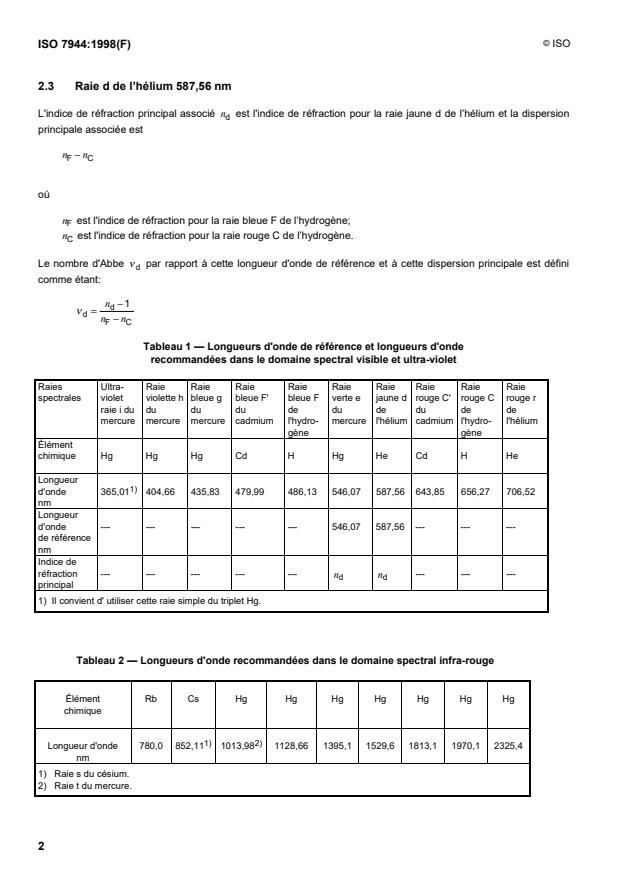ISO 7944:1998 ISO 7944:1998 - Optique et instruments d'optique -- Longueurs d'onde de référence - Page 4 preview