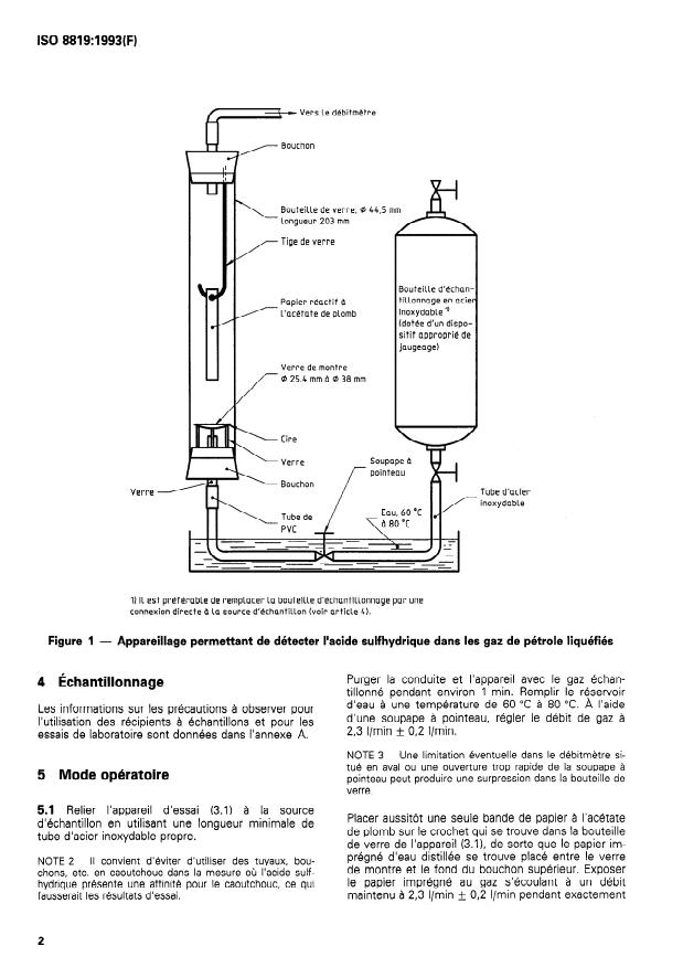 ISO 8819:1993 ISO 8819:1993 - Gaz de pétrole liquéfiés -- Détection de l'acide sulfhydrique -- Méthode a l'acétate de plomb - Page 4 preview