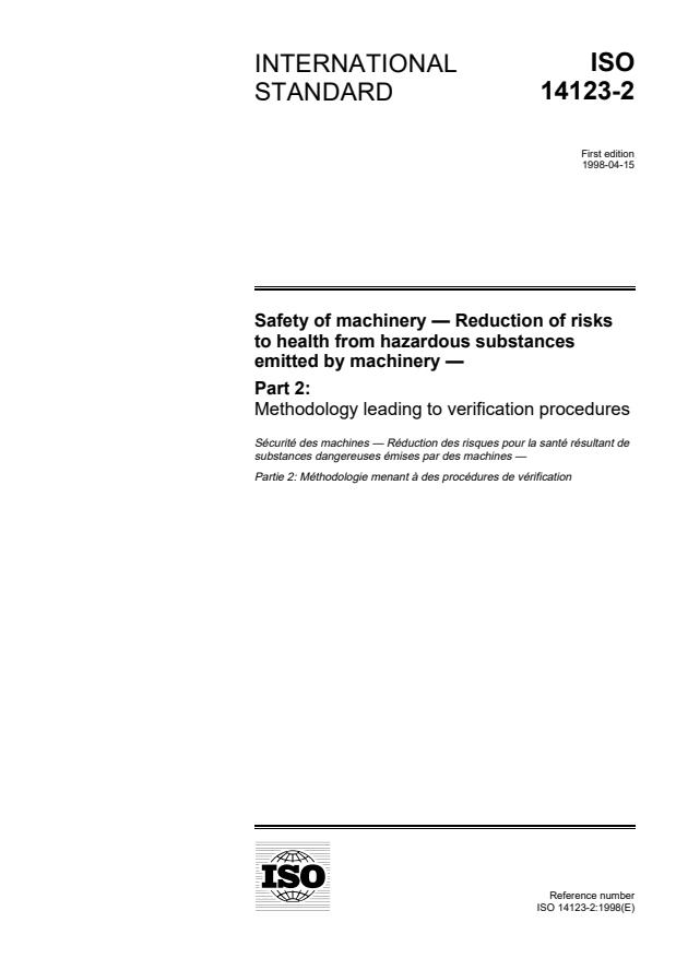 ISO 14123-2:1998 - Safety of machinery -- Reduction of risks to health from hazardous substances emitted by machinery