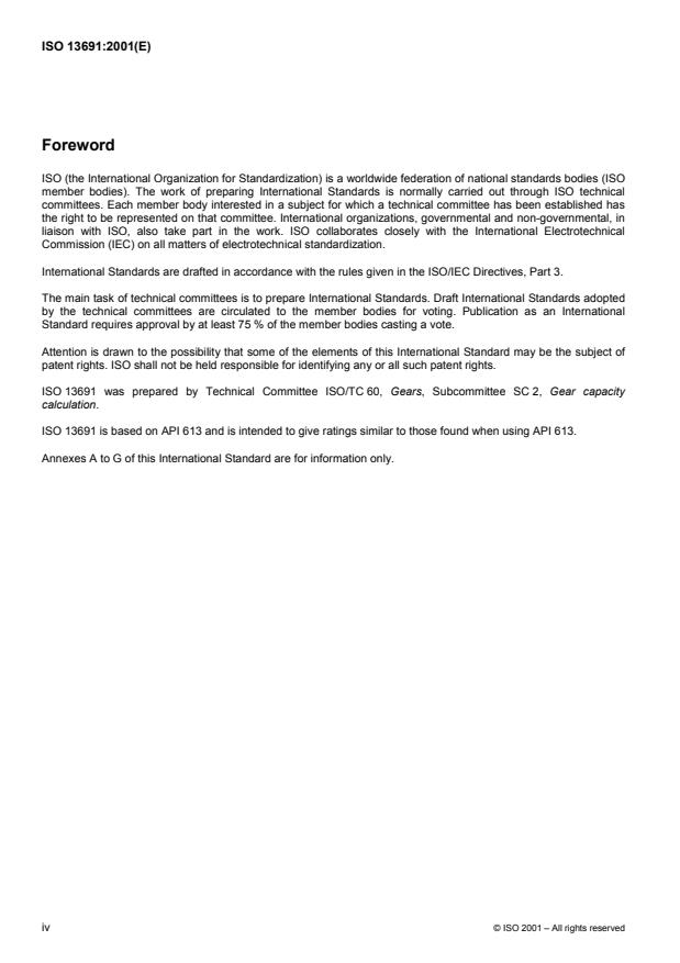 ISO 13691:2001 ISO 13691:2001 - Petroleum and natural gas industries -- High-speed special-purpose gear units - Page 4 preview