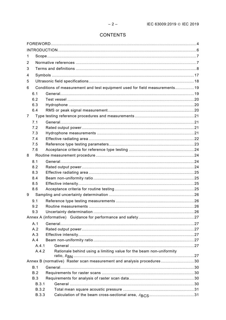 IEC 63009:2019 IEC 63009:2019 - Ultrasonics - Physiotherapy systems - Field specifications and methods of measurement in the frequency range 20 kHz to 500 kHz - Page 4 preview