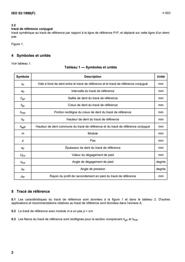 ISO 53:1998 ISO 53:1998 - Engrenages cylindriques de mécanique générale et de grosse mécanique -- Tracé de référence - Page 4 preview