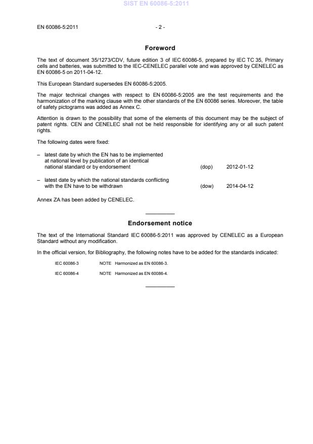 EN 60086-5:2011 EN 60086-5:2011 - Page 4 preview