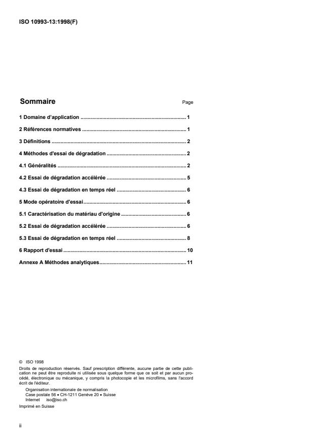 ISO 10993-13:1998 ISO 10993-13:1998 - Évaluation biologique des dispositifs médicaux - Page 2 preview