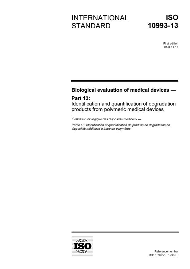 ISO 10993-13:1998 - Biological evaluation of medical devices