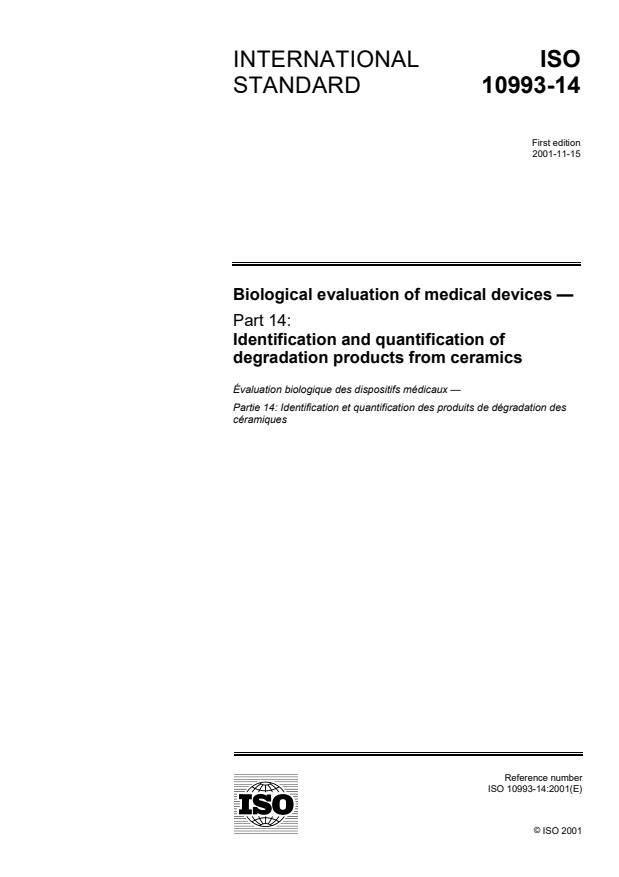 ISO 10993-14:2001 - Biological evaluation of medical devices