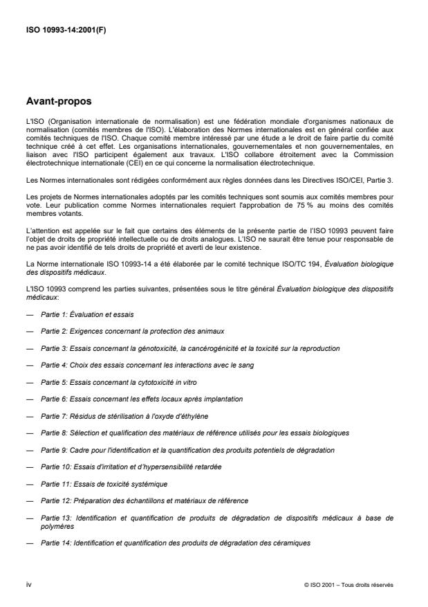 ISO 10993-14:2001 ISO 10993-14:2001 - Évaluation biologique des dispositifs médicaux - Page 4 preview