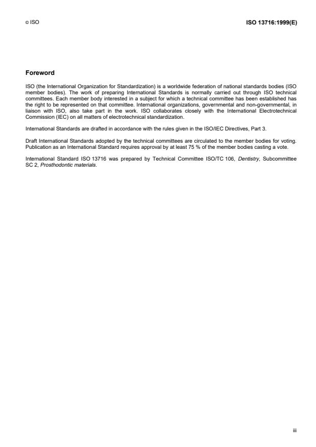 ISO 13716:1999 - Dentistry -- Reversible-irreversible hydrocolloid impression material systems