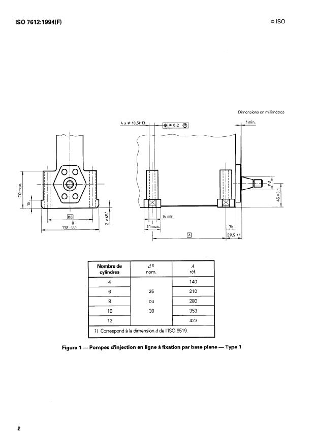 ISO 7612:1994 ISO 7612:1994 - Moteurs diesels -- Pompes d'injection en ligne a fixation par base plane -- Dimensions de montage - Page 4 preview