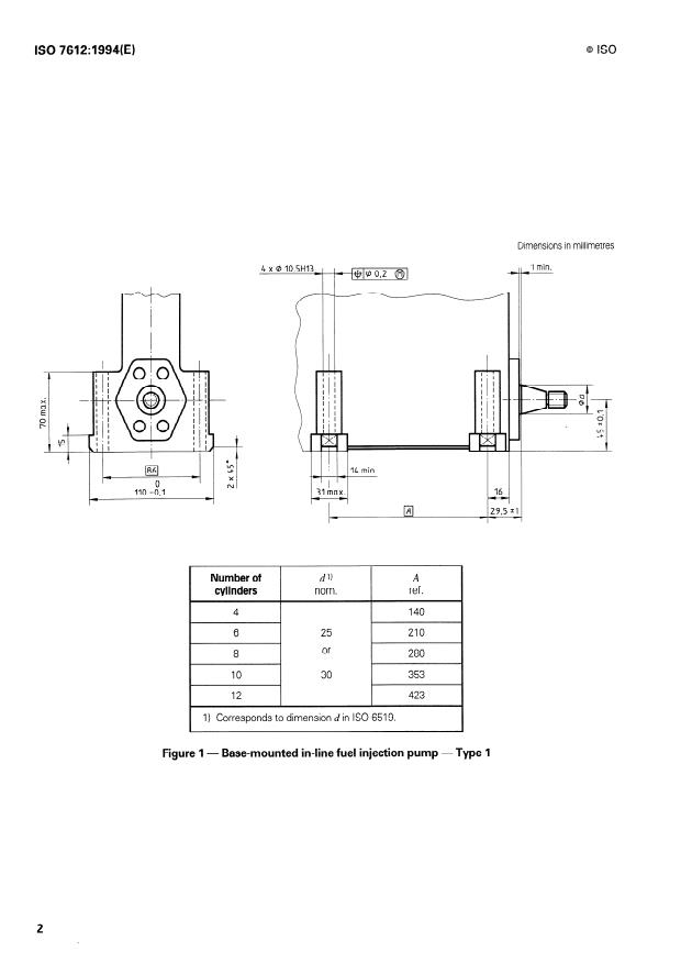 ISO 7612:1994 ISO 7612:1994 - Diesel engines -- Base-mounted in-line fuel injection pumps -- Mounting dimensions - Page 4 preview