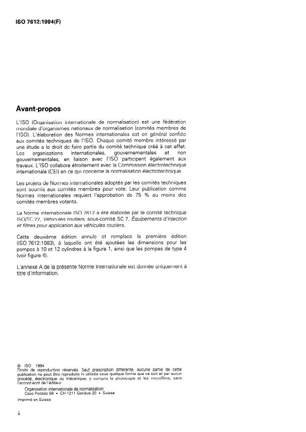 ISO 7612:1994 ISO 7612:1994 - Moteurs diesels -- Pompes d'injection en ligne a fixation par base plane -- Dimensions de montage - Page 2 preview