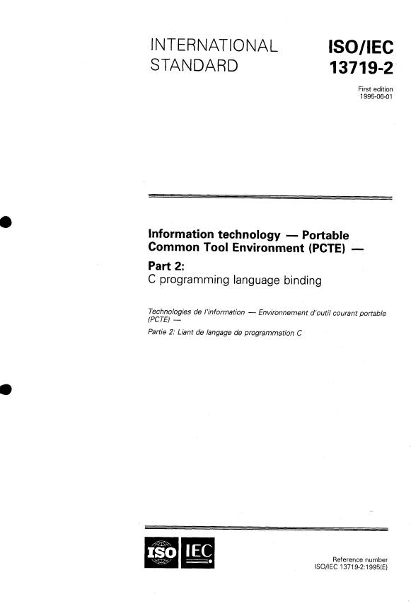 ISO/IEC 13719-2:1995 - Information technology -- Portable Common Tool Environment (PCTE)