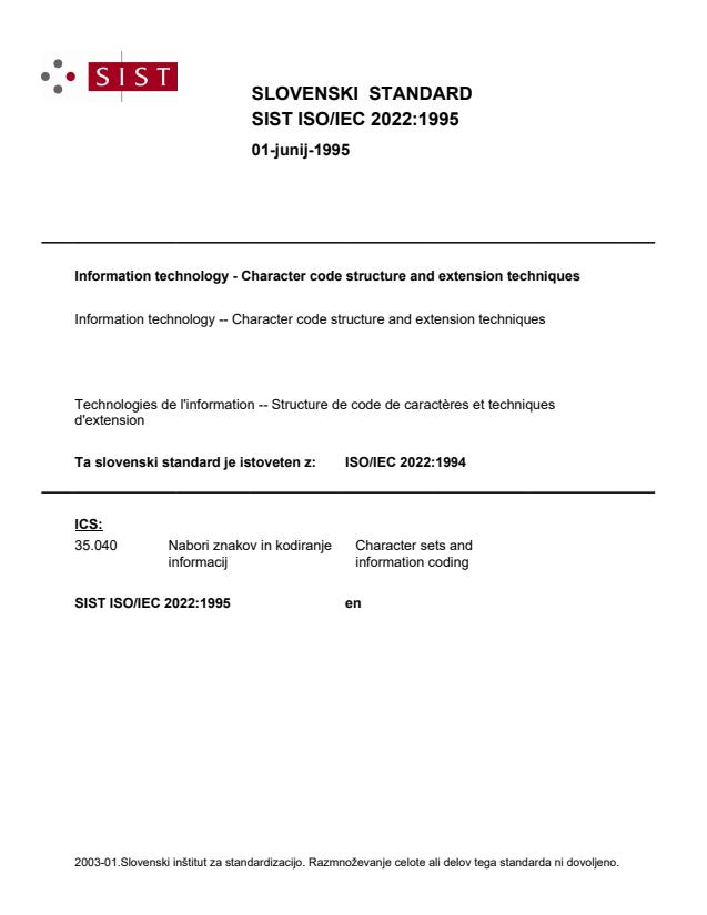 SIST ISO/IEC 2022:1995