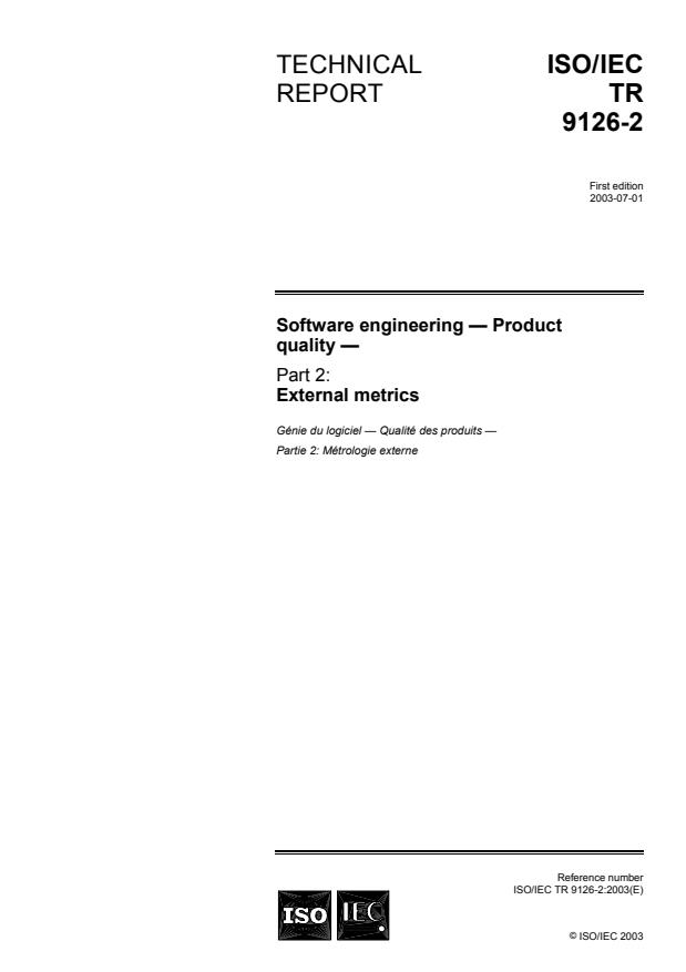 ISO/IEC TR 9126-2:2003 - Software engineering -- Product quality