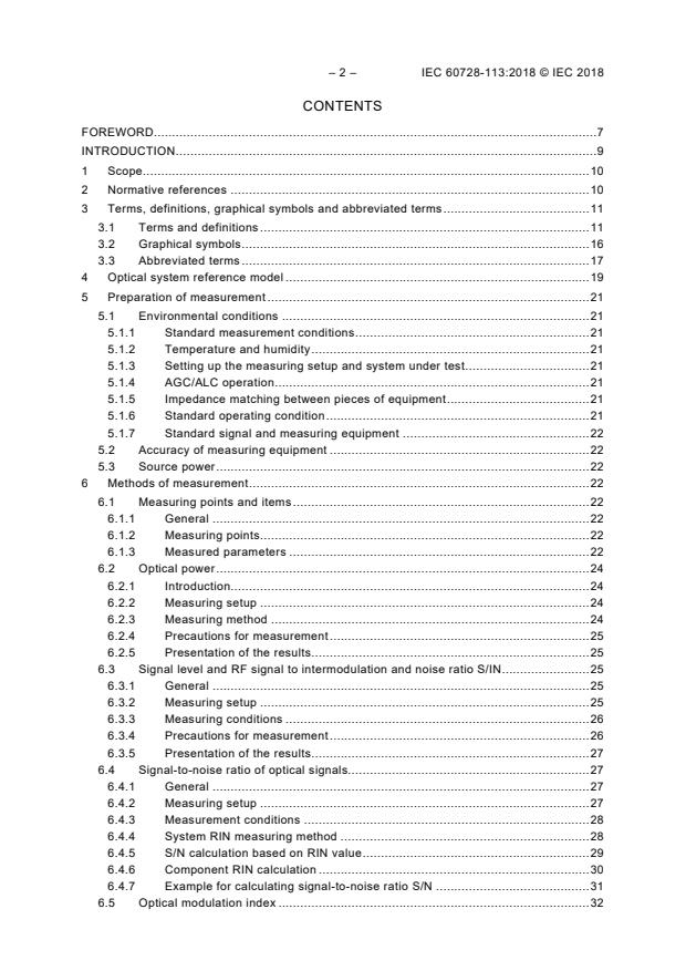 IEC 60728-113:2018 IEC 60728-113:2018 - Cable networks for television signals, sound signals and interactive services - Part 113: Optical systems for broadcast signal transmissions loaded with digital channels only - Page 4 preview