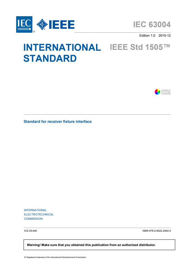IEC 63004:2015 - Standard for receiver fixture interface
